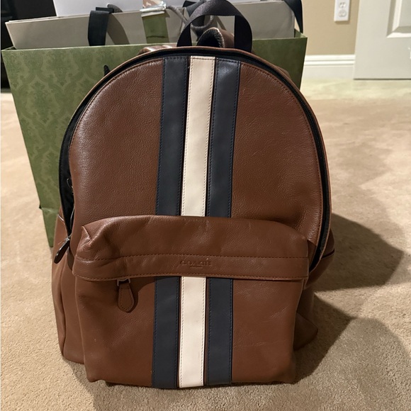 Coach Brown and Black Leather Backpack - Picture 1 of 7